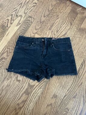Blank NYC Black Frayed Hem Denim Shorts